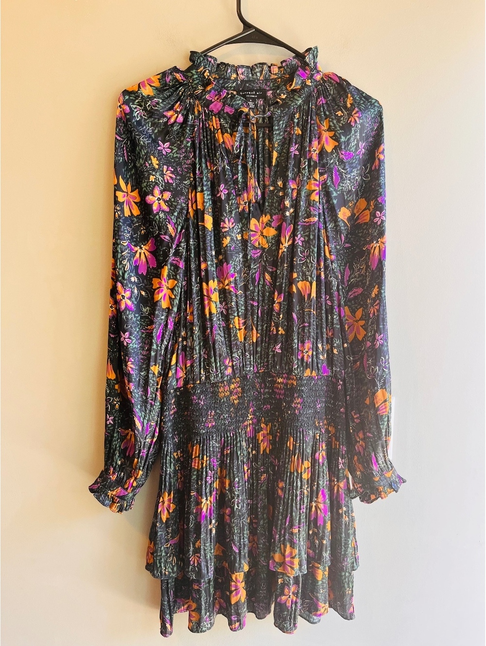 Current Air Aurelie Floral Pleated Drop-Waist Mini Dress